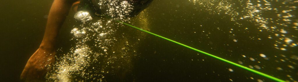 tow lines being used by a swimmer in the water