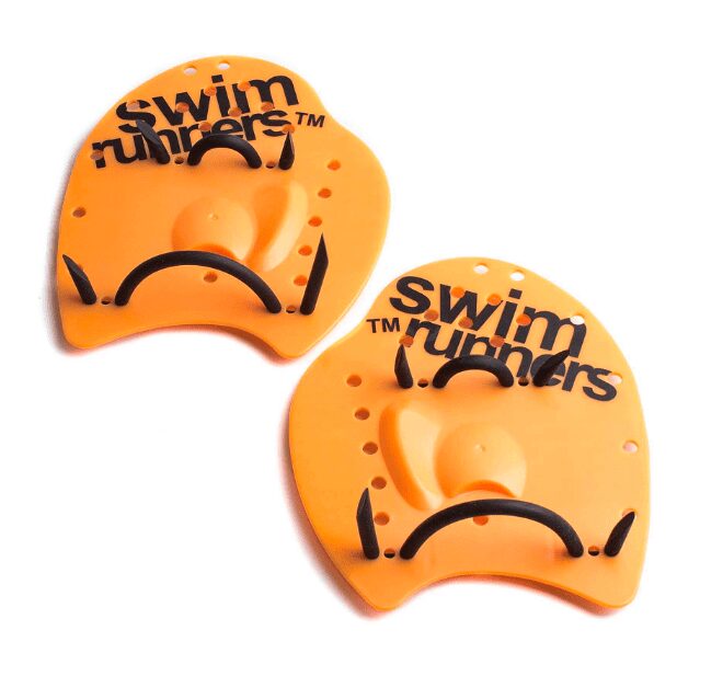 orange swimrunners hand paddles